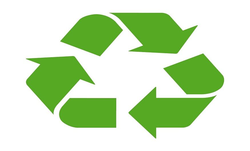Green recycle or recycling arrows flat icon for apps and website